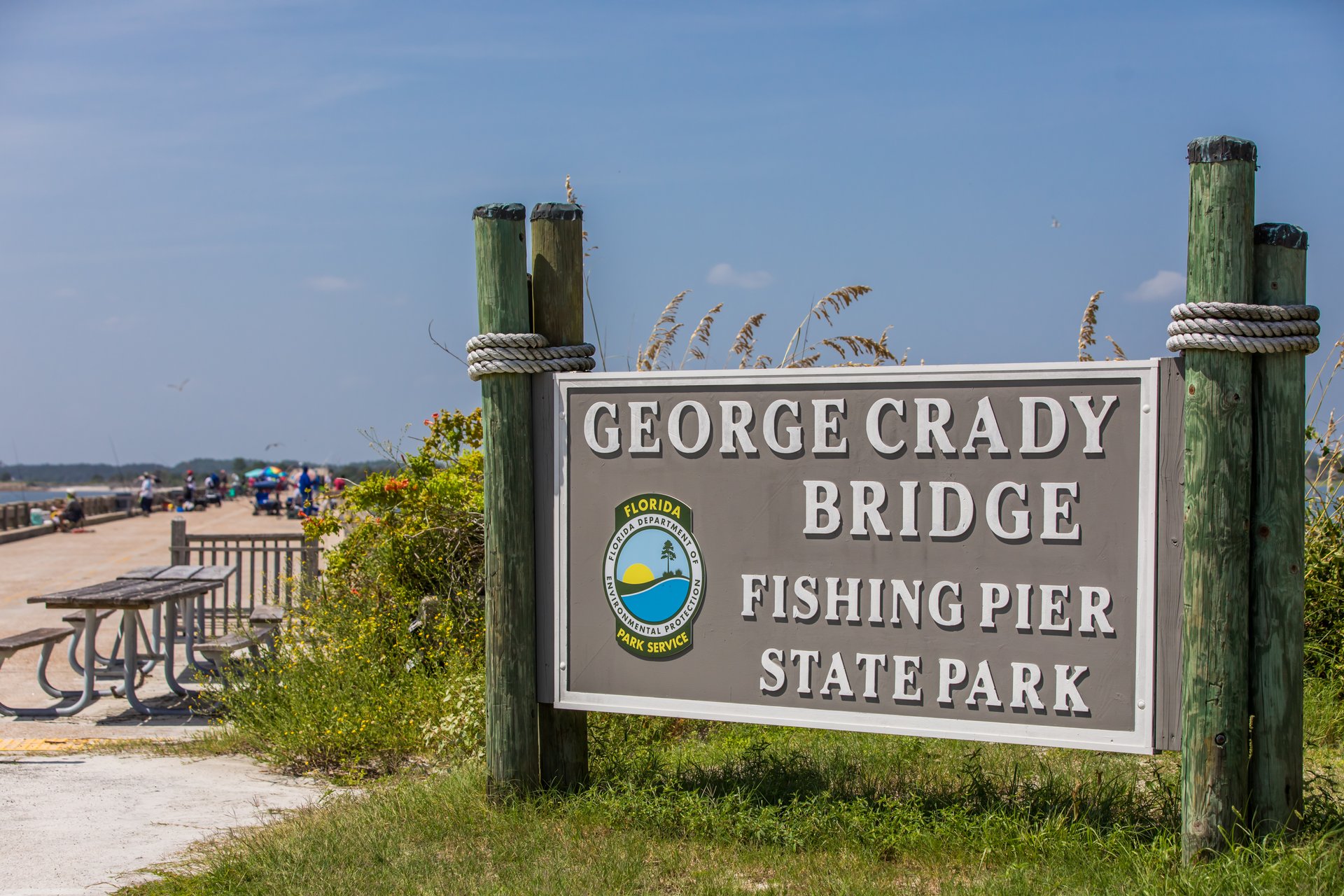 George Crady Bridge Fishing Pier State Park sign
