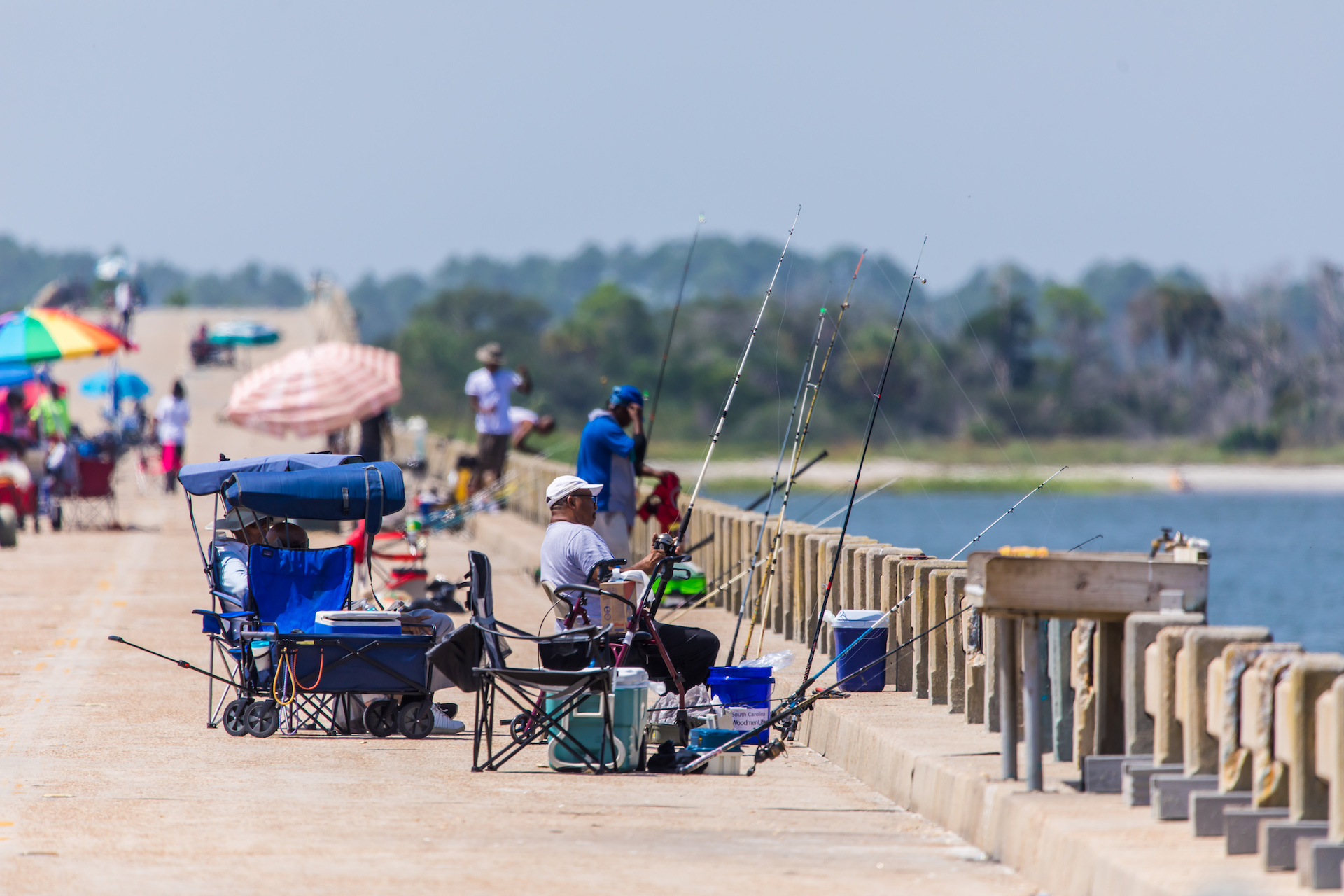 Anglers along the George Crady Bridge Fishing Pier