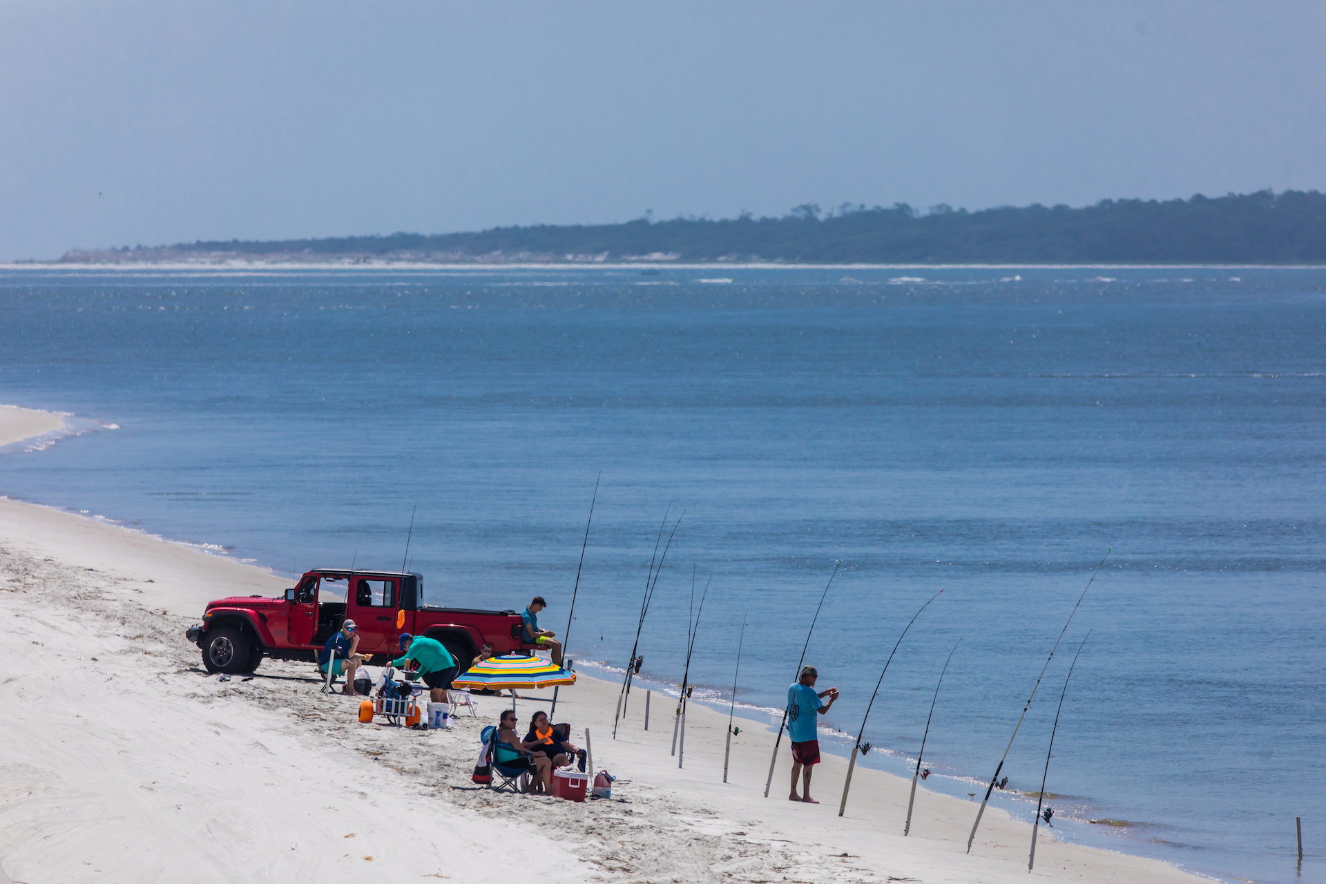 Surf fishing along the beach at Amelia Island State Park